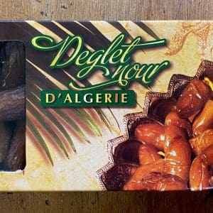 a box of Deglet Nour D'Algerie Dates 500g