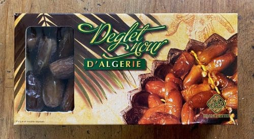 a box of Deglet Nour D'Algerie Dates 500g
