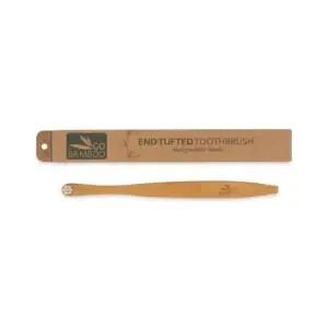 Go Bamboo ToothBrush End Tufted next to its packaging