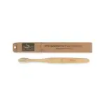Go Bamboo Toothbrush Orthodontic next to its packaging