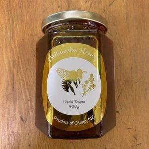 a jar of Mihiwaka Honey Thyme Liquid 400g