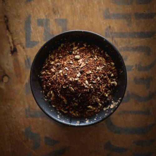 a bowl of loose leaf MisterChai Rooibos Chai 75g