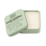 a tin of Noosa Basics Deodorant Cream Lemon Mytle 50g with its lid off