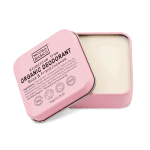 a tin of Noosa Basics Deodorant Cream Rose Frankinsense 50g with its lid off