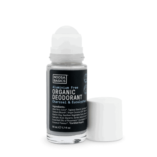 Noosa Basics Deodorant Roll On Charcoal 50ml with its lid off