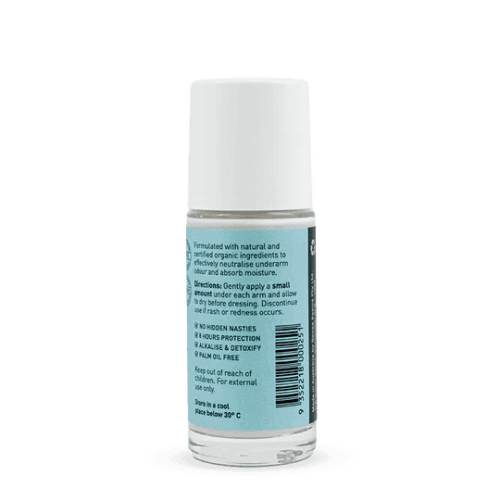 the back of Noosa Basics Deodorant Roll On Coconut Lime 50ml packaging