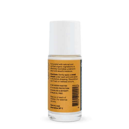 the back of the Noosa Basics Deodorant Roll On Sandalwood 50ml