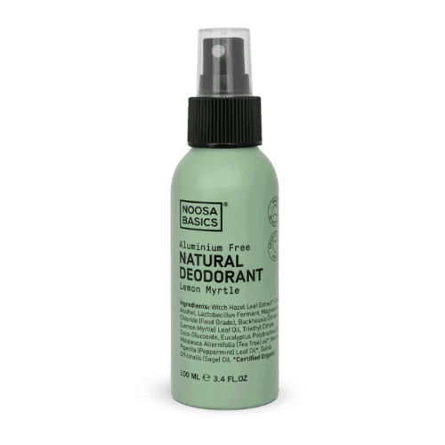 a spray bottle of Noosa Basics Deodorant Lemon Myrtle 100ml