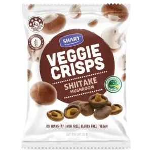 a bag of Shary Veggie Crisps Shitake Mushroom 30g