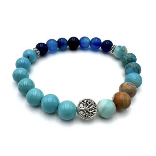 TriplePower Balance Bracelet Tree of Life Blue Turquoise Teal Agate