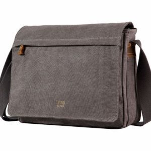 TroopLondon Bag Classic Small Flap Front Messenger Charcoal