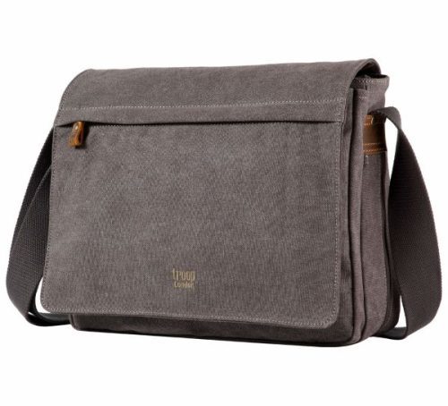 TroopLondon Bag Classic Small Flap Front Messenger Charcoal